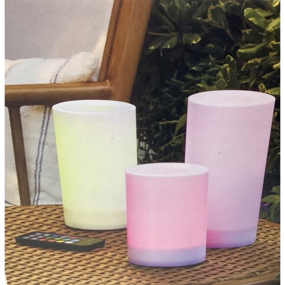 Threshold LED Pillar Candle Set Multicolor Flickering 4-Piece W/ Remote & Timer - Picture 3 of 5